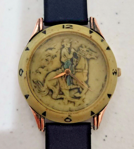DE JUNO Sammlerstück Reiten Cowboy zu Pferd Uhr