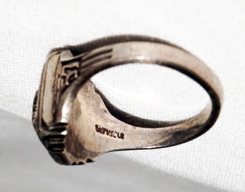 1957 Vintage Argento Sterling e Smalto S.R. Anello classe scuola taglia 6,5 di J&M (MuS) - Foto 6 di 12