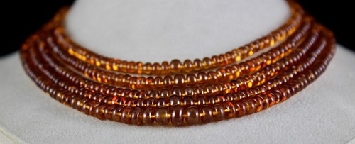 Natural Hessonite Garnet 566ct Beads 5 Line Round Semi Precious Necklace - Picture 4 of 9