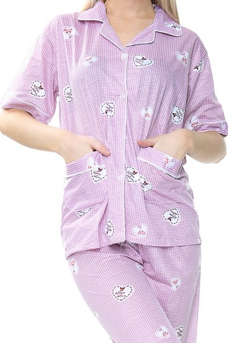 Ladies PJ Pyjama Set 2 Piece 100% Cotton Printed Cosy Warm Soft Nightwear Set. - Picture 18 of 21