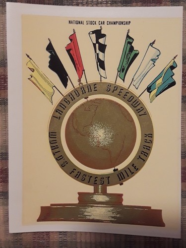 Rare 1960s Langhorne Speedway Water Decal + Bonus - 2 Programs 1964 & 1968 - Picture 2 of 4