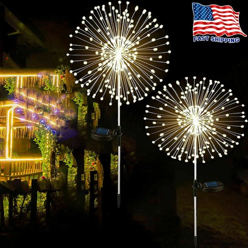 200 LED Solar Firework LED Lights Outdoor Waterproof Path Lawn Garden Decor Lamp - Bild 26 von 36
