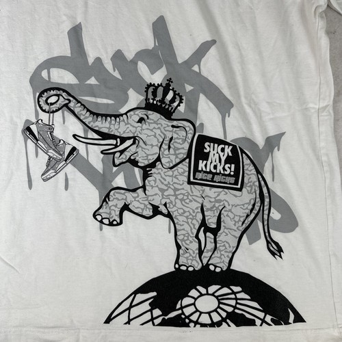 Y2K Luxe-T Luxury Sport Mens 2XL Graffiti Graphic Elephant Print Kicks T Shirt - Picture 4 of 11