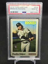 2019 Topps Heritage #508 Rookie Brendan Rodgers RC Colorado Rockies PSA 10