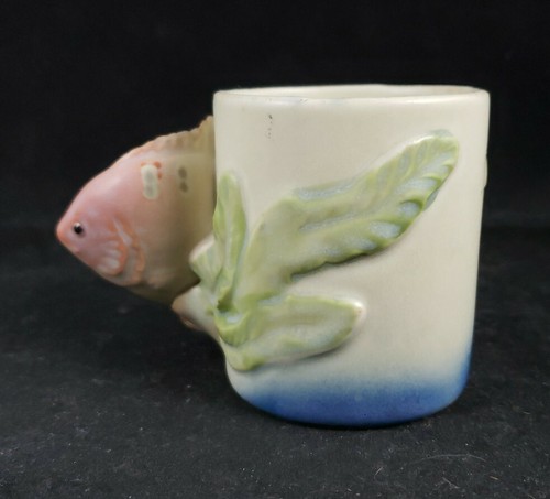 Taza de té y platillo vintage Takahashi San Francisco Japón con mango de pescado acuático - Imagen 6 de 11