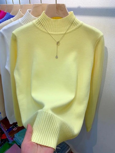 Halber Rollkragenpullover Pullover Damen Herbst Winter schmal weich Strickpullover - Bild 3 von 35