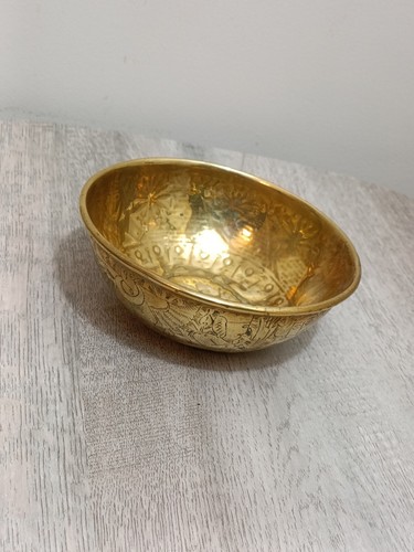 Ornate Antique Brass Bowls With Engravings Stunning Beautiful - Picture 2 of 19