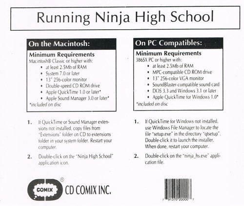 NINJA HIGH SCHOOL (1993) CD COMIX - USA PC CD ROM - Bild 2 von 2
