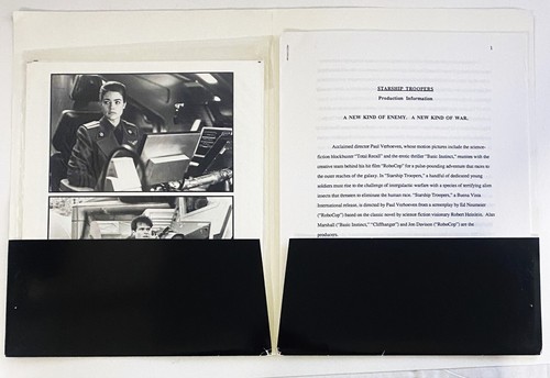Vintage 1997 STARSHIP TROOPERS Movie Press Kit Casper Van Dien ~ Black Folder - Picture 3 of 11