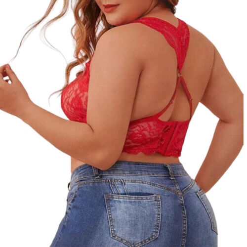 Plus Size Women Sexy Lace Lingerie Thin Cup Bralette Bralet Bra Bustier Crop Top - Picture 20 of 23
