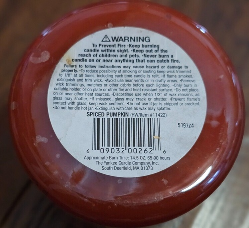Yankee Candle PUMPKIN PIE Medium Jar Candle House warmer, 14.5oz RETIRED VTG - Picture 7 of 7