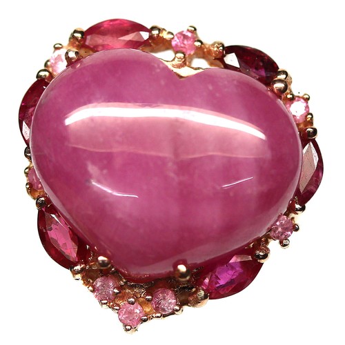 925 Argento Sterling 16 x 20 MM Rosa Rosso Rubino & Zaffiro Gioielli Ring Misura