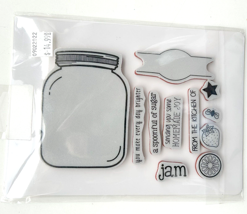 New 11pc Unmounted Rubber Stamp Set Fun Stampers Journey Mason Jar & Sentiments