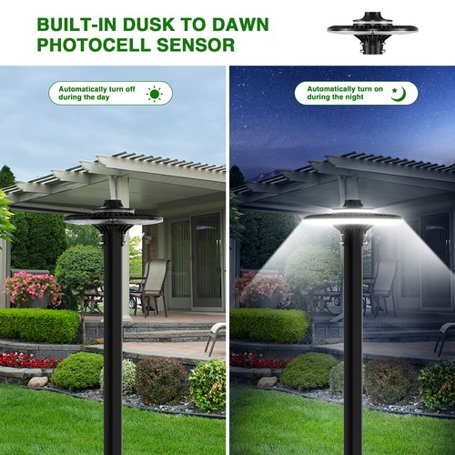 150W LED Post Top Light Dusk To Dawn Garden Landscape Circular LED Fixture IP65 - Picture 7 of 12