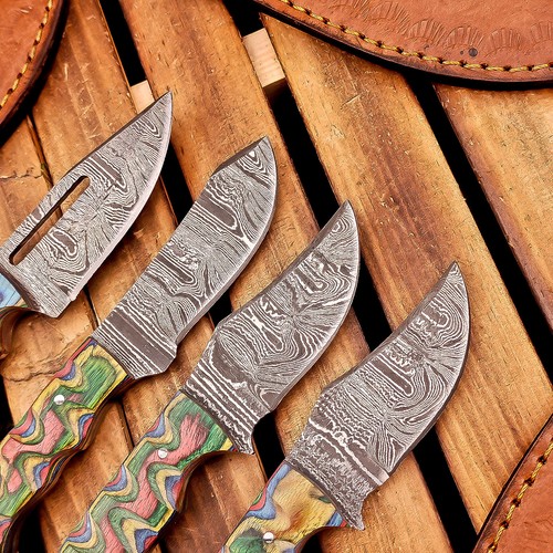LOT OF 4 PCS CUSTOM Handmade DAMASCUS steel Skinner knives Hunting Knives 523 - Picture 5 of 8