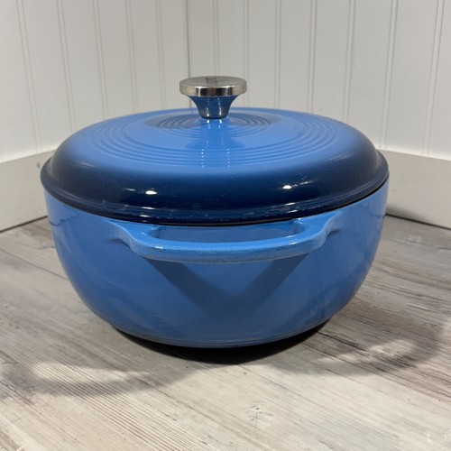 Horno holandés Lodge de hierro fundido esmaltado azul de 6 cuartos con tapa horno duradero - Imagen 3 de 17