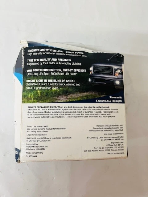 Bombilla de faro de xenón Sylvania D2S Basic HID - NUEVA/DAÑOS EN CAJA Foto 2 de 3