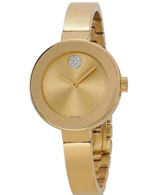 Новые женские часы с хрустальным браслетом из желтого золота Movado Bold 3600201
