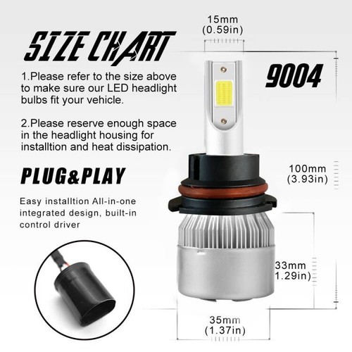 9007 LED Headlight Bulbs Hi/Lo 6500K Super Bright for Ford F150 2015-2023 - Picture 3 of 11