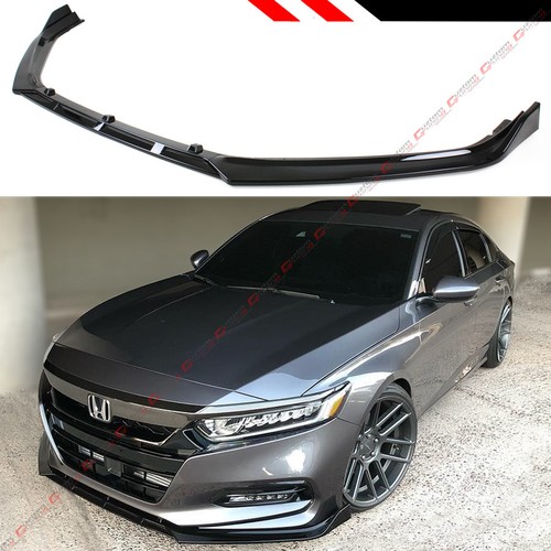FOR 18-2020 HONDA ACCORD 10TH GEN SPORT JDM GLOSSY BLK FRONT BUMPER LIP SPLITTER - Picture 2 of 5