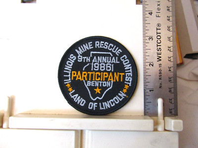 1986 Illinois Mine Rescue Contest 9th Annual Benton patch IL Land of Lincoln NOS