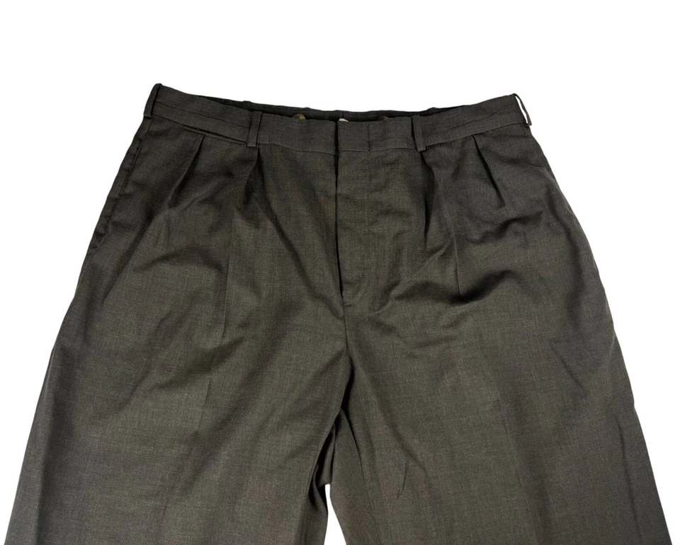 Pantalones de vestir Lands' End pantalones de lana para hombre 34 cortos verdes plisados pierna recta Foto 2 de 4
