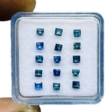 15 Pcs Natural Ceylon Blue Sapphire 2.1mm Square Cut Loose Sparkling Gemstones