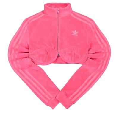 Jeremy Scott adidas Originals JS Track Crop Top Jacket Velour