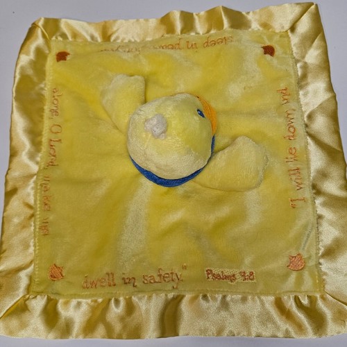 Yellow Duck Lovey Plush Security Blanket Toy Stuffed Satin Edge Bible Psalm 12" - Picture 5 of 8