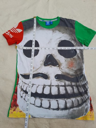 adidas Originals Day of the Dead Shirt Mens Small Red Green Retro Mexico - Picture 7 of 9