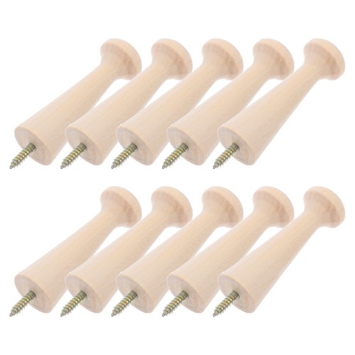 10Pcs Wall Hooks For Hanging Coats Solid Wood Pegs Organizer - Picture 6 of 12