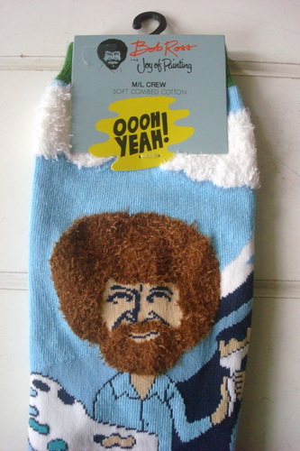 Oooh Yeah Chill Women Men Unisex M/L BOB ROSS Novelty Crew Sock Funny + 9" Plush - Bild 6 von 18