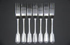 1876 ELKINGTON Silver Plated Fiddle & Thread  Dinner Forks Made in England x 7