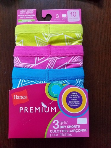 Girls Hanes Size 10 or 12 Premium BoyShorts or Hipster Panties Underwear~3 Pair - Picture 2 of 5