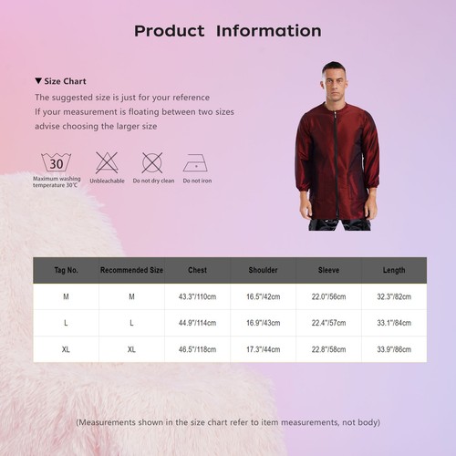 Unisex Long Sleeve Zipper Pockets Robe Gown Smock Jacket for Hair Barber Salon - Picture 39 of 113