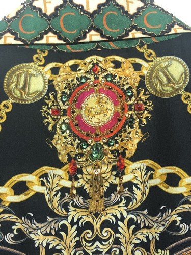 Camilla Sz M JEALOUSY & JEWELS V Neck Silk Blouse Top w/Collar Crystals NWT $599 - Picture 9 of 16