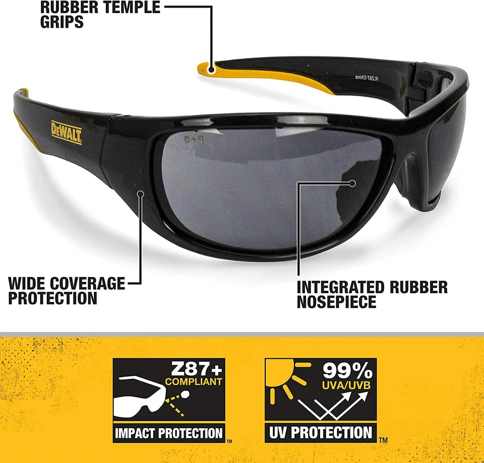 DEWALT DOMINATOR Gafas de Seguridad Protección Trabajo ESPEJO Gafas de Sol UV ANSI Z87+ Foto 3 de 4