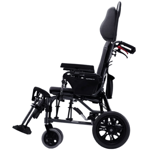Karma MVP 502 Crash Tested Folding transit carer controlled reclining wheelchair - Picture 5 of 9