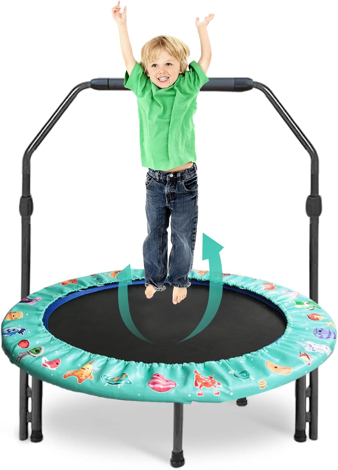 Trampolin Für Kinder, 36" Mini Kindertrampolin Mit Verstellbarer Griff, Kindertr
