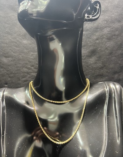 18K Yellow Gold Solid Box Link Chain Necklace Diamond Cut Finish 20 Inches - Picture 10 of 21