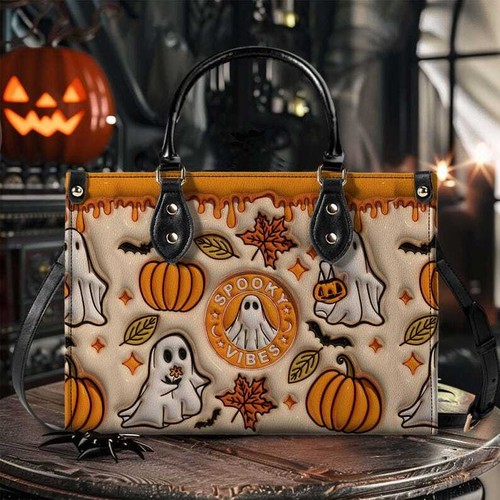 Custome Funny Ghost Halloween Handbag with Handle – Cute Trick or Treat Bag - Picture 2 of 7