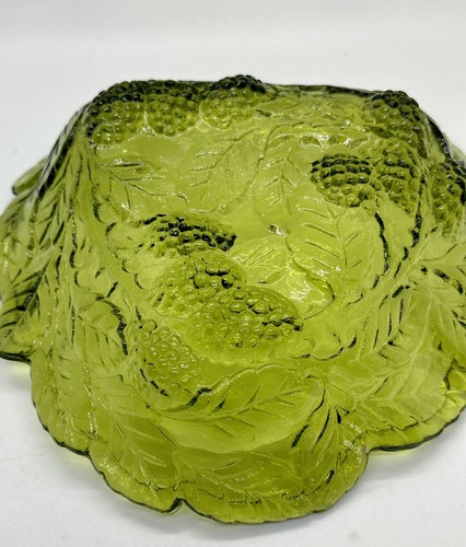 Ciotola piatto verde vetro carnevale vintage motivo uva e foglia - Foto 10 di 12
