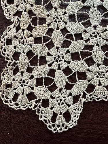 Handmade Hand Crocheted Table Runner Dresser Scarf Beige 38” By 16” - Picture 4 of 12