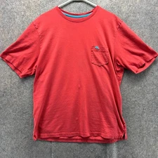 Tommy Bahama Shirt Mens Large Red Pocket Pima Cotton Crewneck Tee Stretch