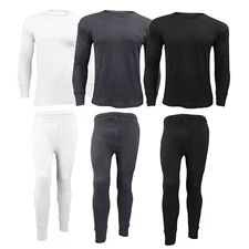 2 x FULL SET MENS THERMAL UNDERWEAR LONG SLEEVE VEST TOP & LONG JOHNS