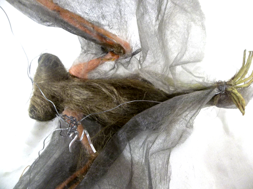 Creepy Hairy Red-Eyed Halloween Bat with Wire Hanger - Picture 7 of 12