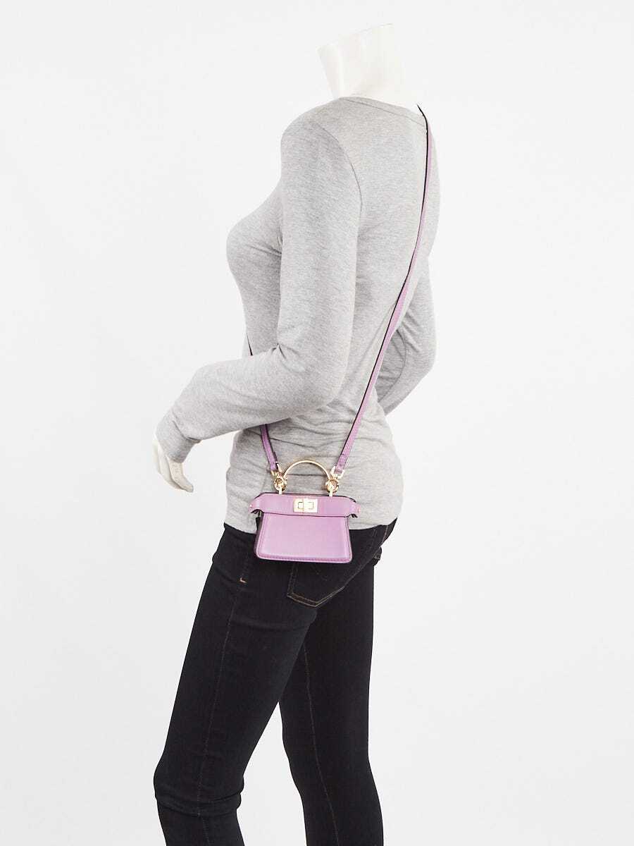 Fendi Purple Smooth Leather Nano Peekaboo Maxi Handle Bag - 7AS106