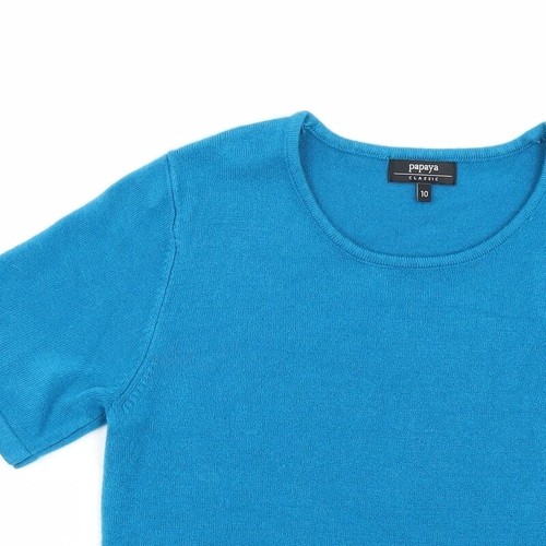 T-shirt da donna blu acrilico base papaya taglia 10 collo rotondo - Foto 5 di 12