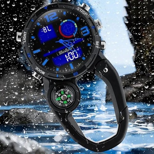 BACKPACKER MULTIFUNCTION QUARTZ ANALOG/DIGITAL WATCH/CARABINER COMPASS MORE! - Picture 4 of 9