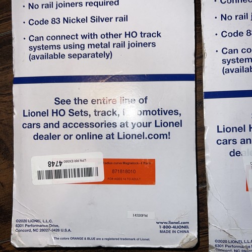 LIONEL HO SCALE GAUGE MAGNELOCK STRAIGHT TRACK + CURVED TRACK NEW 83 NICKEL RAIL - Picture 5 of 6